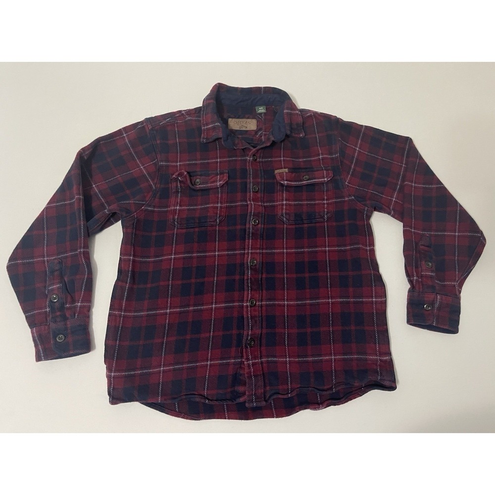 Orvis Button Shirt Jacket Shacket Mens Medium‎ Flannel Long Sleeve Cotton